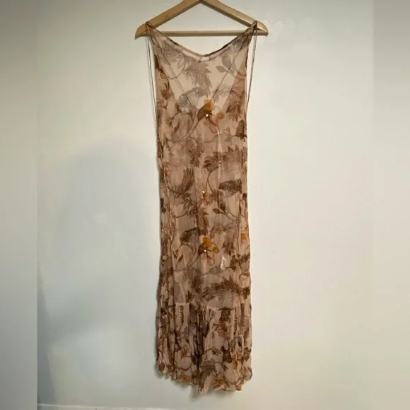 Free People Sheer Floral Beaded Slip Dress Size S - Picture 2 of 12